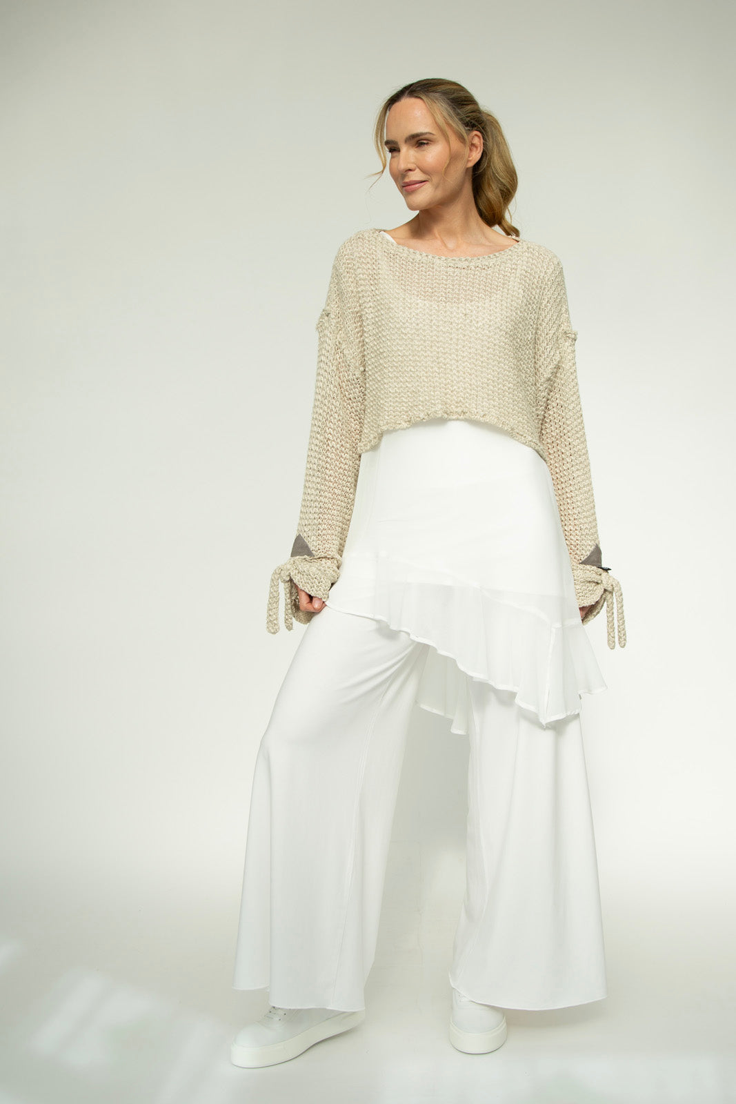 Alex Crop Knit Jumper Flax : Limited Edition