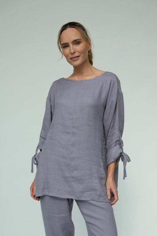 Sandy Italian Linen Tunic (Silver frost)