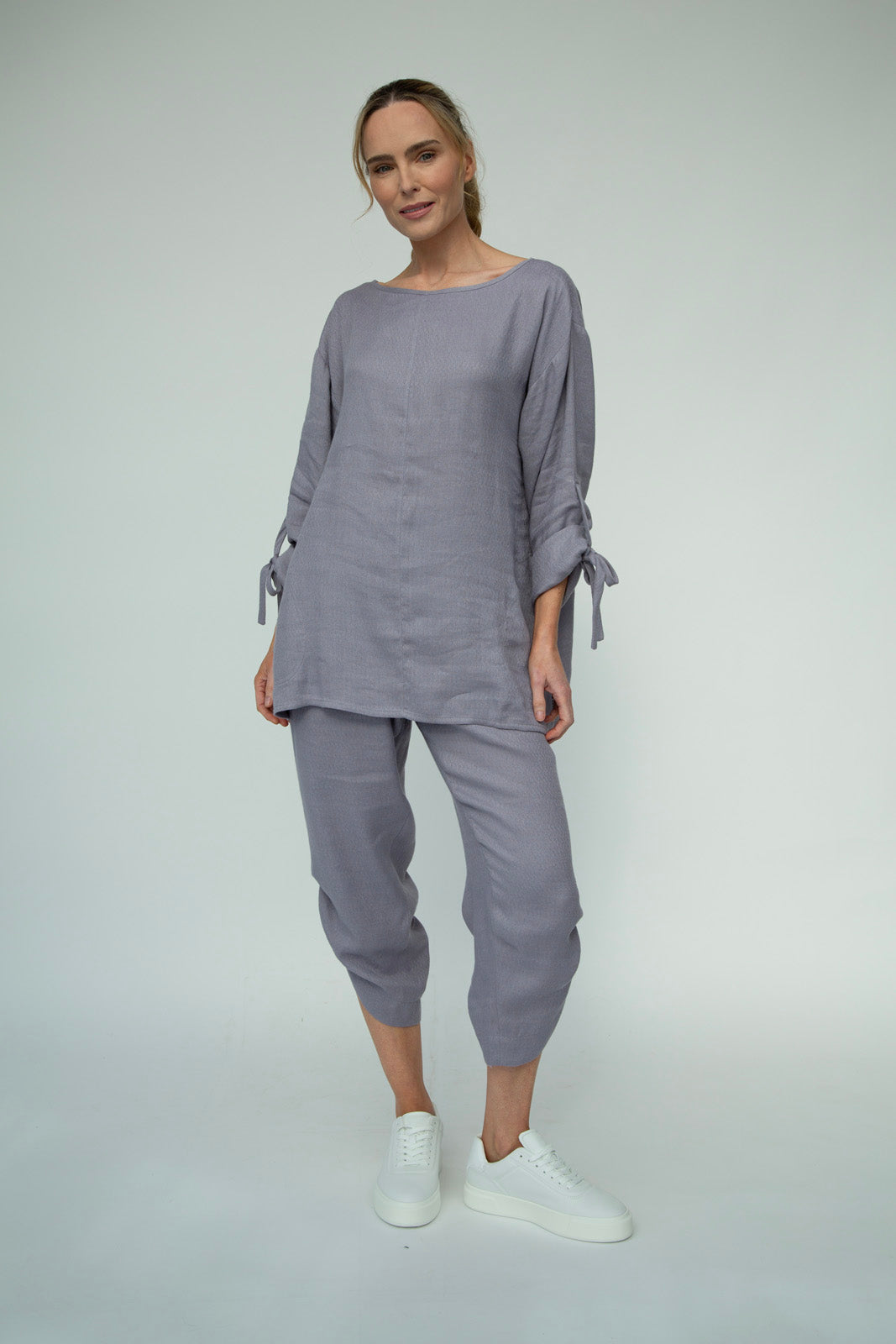 Nika Linen pants : Silver Frost