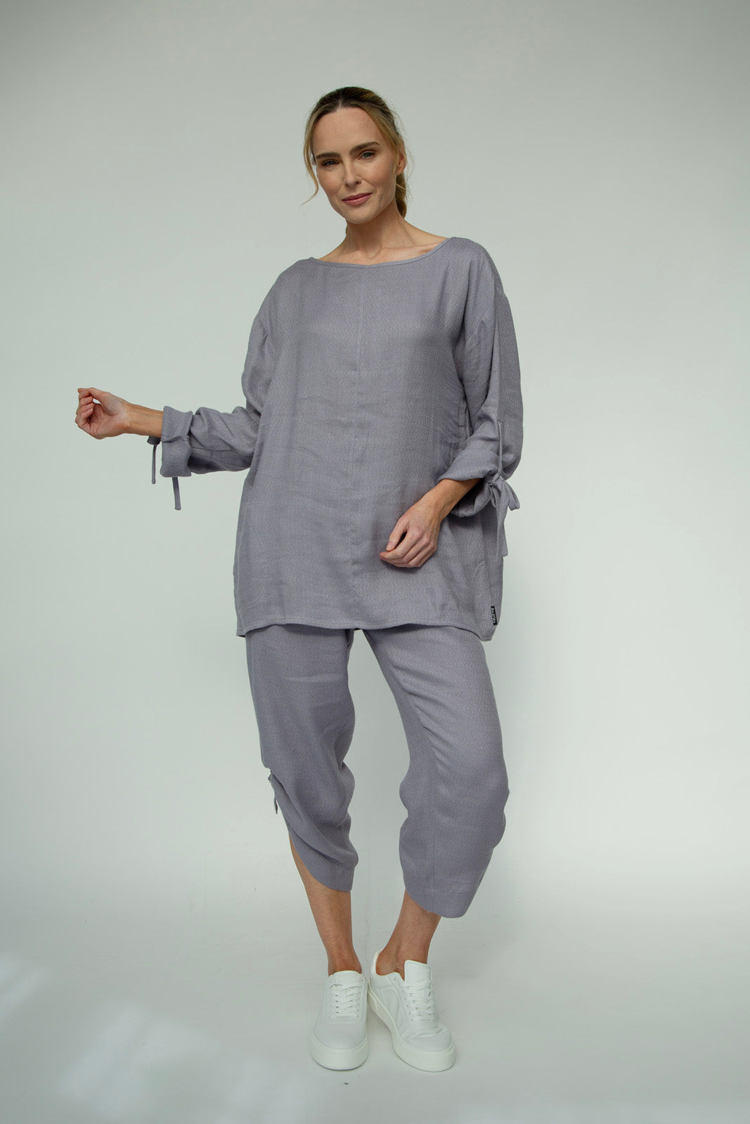 Sandy Italian Linen Tunic (Silver frost)