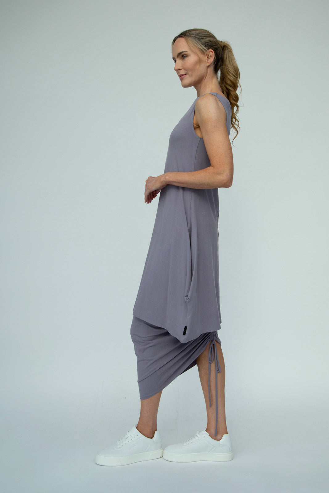 Shannon Viscose Jersey Drawstring Skirt (Silver mist)
