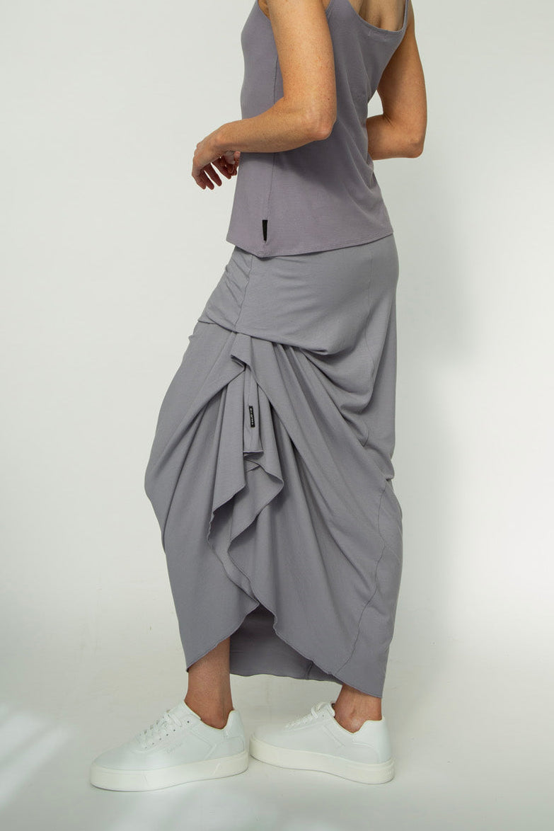 Harper Viscose Jersey Asymetrical Skirt (Silver Mist): Limited Edition