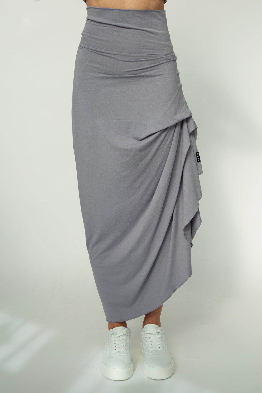 Harper Viscose Jersey Asymetrical Skirt (Silver Mist): Limited Edition