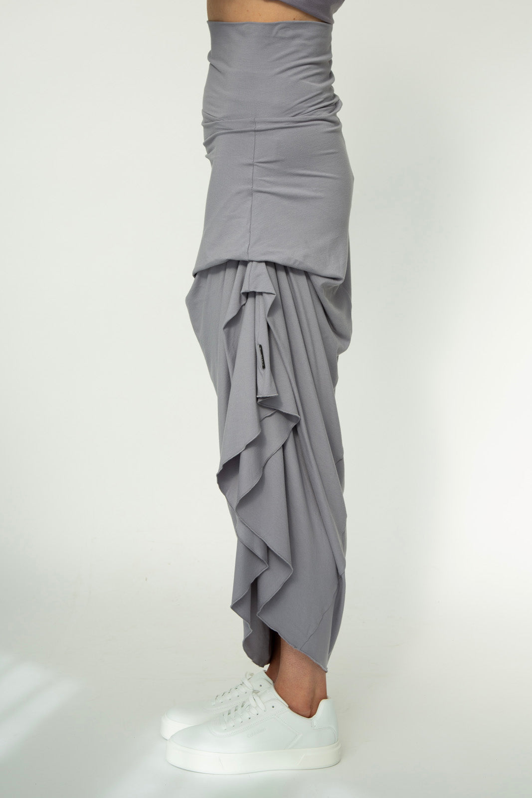 Harper Viscose Jersey Asymetrical Skirt (Silver Mist): Limited Edition