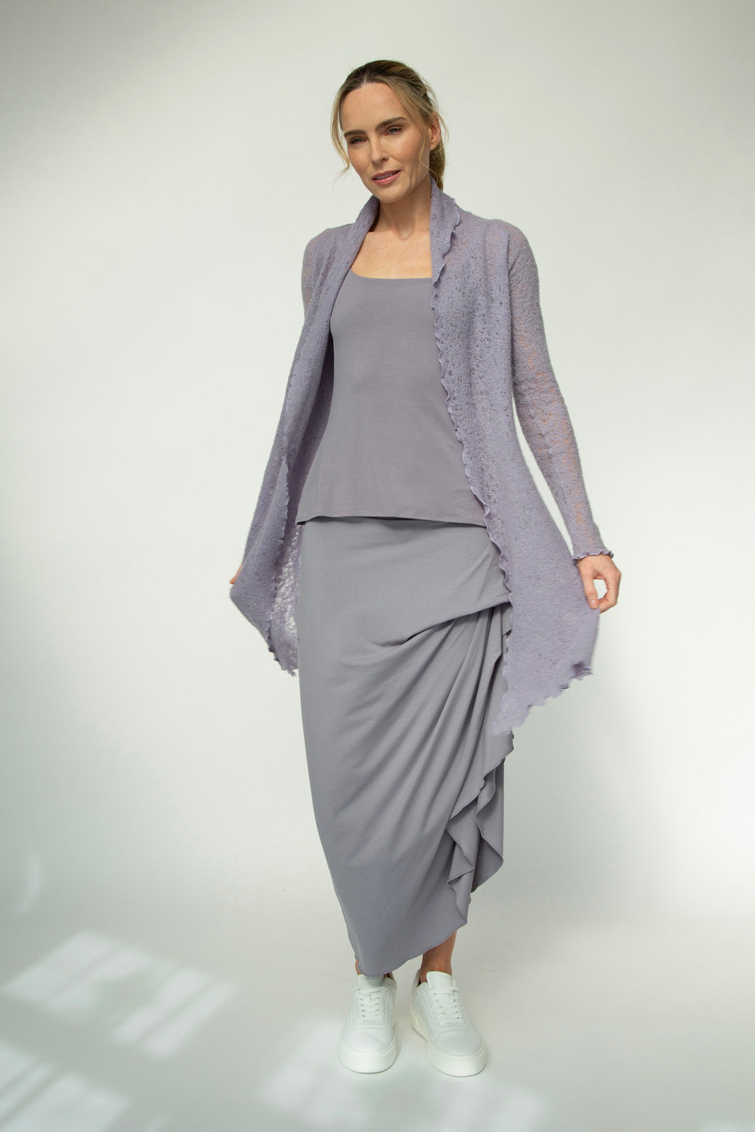 Harper Viscose Jersey Asymetrical Skirt (Silver Mist): Limited Edition