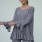 Blair Viscose Jersey Oversize Frill Hem Tunic (Silver Frost)