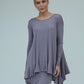 Monique Viscose Jersey Frill Hem Tunic (Silver Frost)