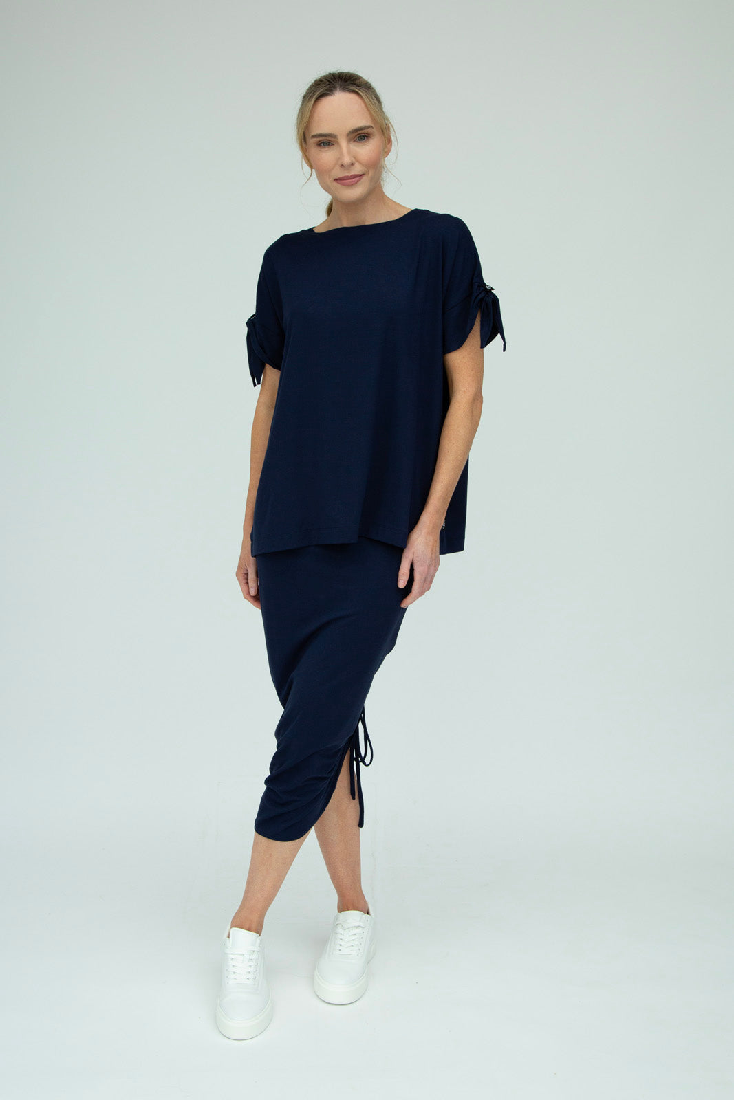 Shannon Viscose Jersey Drawstring Skirt (Navy)