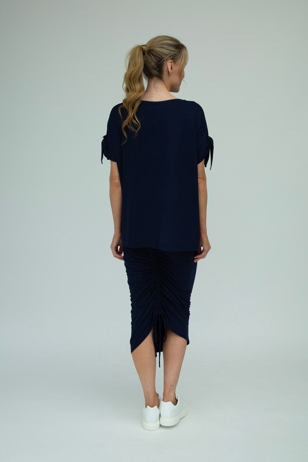 Shannon Viscose Jersey Drawstring Skirt (Navy)