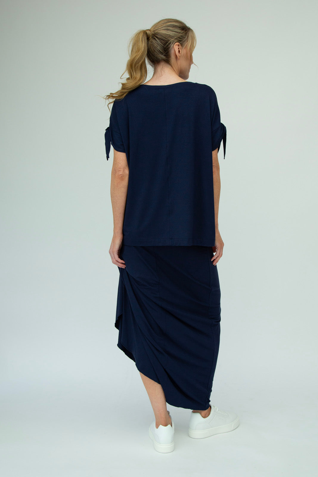 Harper Viscose Jersey Asymetrical Skirt (Navy): Limited Edition