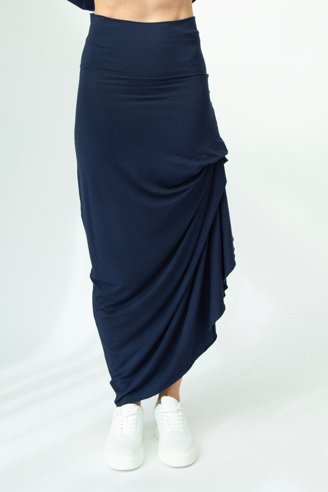Harper Viscose Jersey Asymetrical Skirt (Navy): Limited Edition
