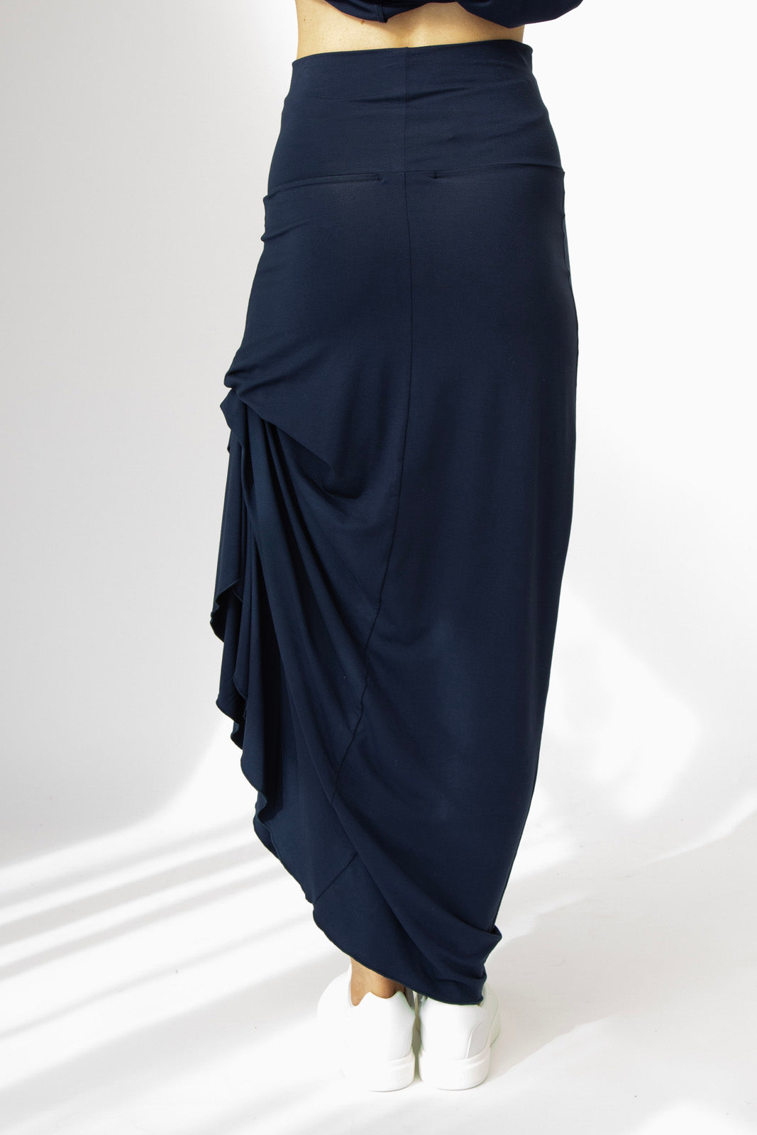 Harper Viscose Jersey Asymetrical Skirt (Navy): Limited Edition