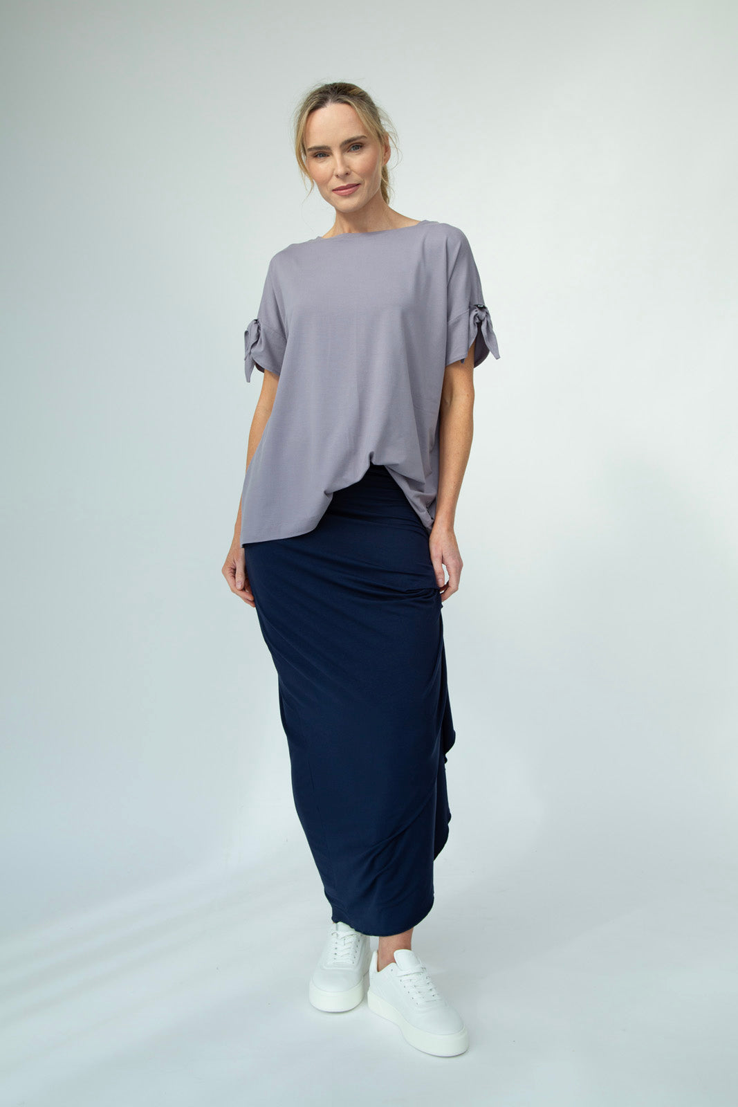 Harper Viscose Jersey Asymetrical Skirt (Navy): Limited Edition