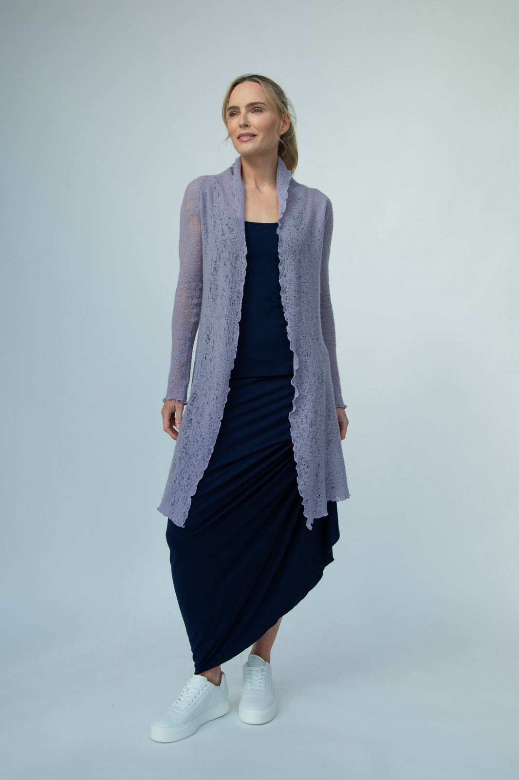 Harper Viscose Jersey Asymetrical Skirt (Navy): Limited Edition