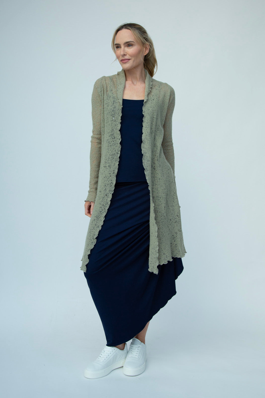 Harper Viscose Jersey Asymetrical Skirt (Navy): Limited Edition