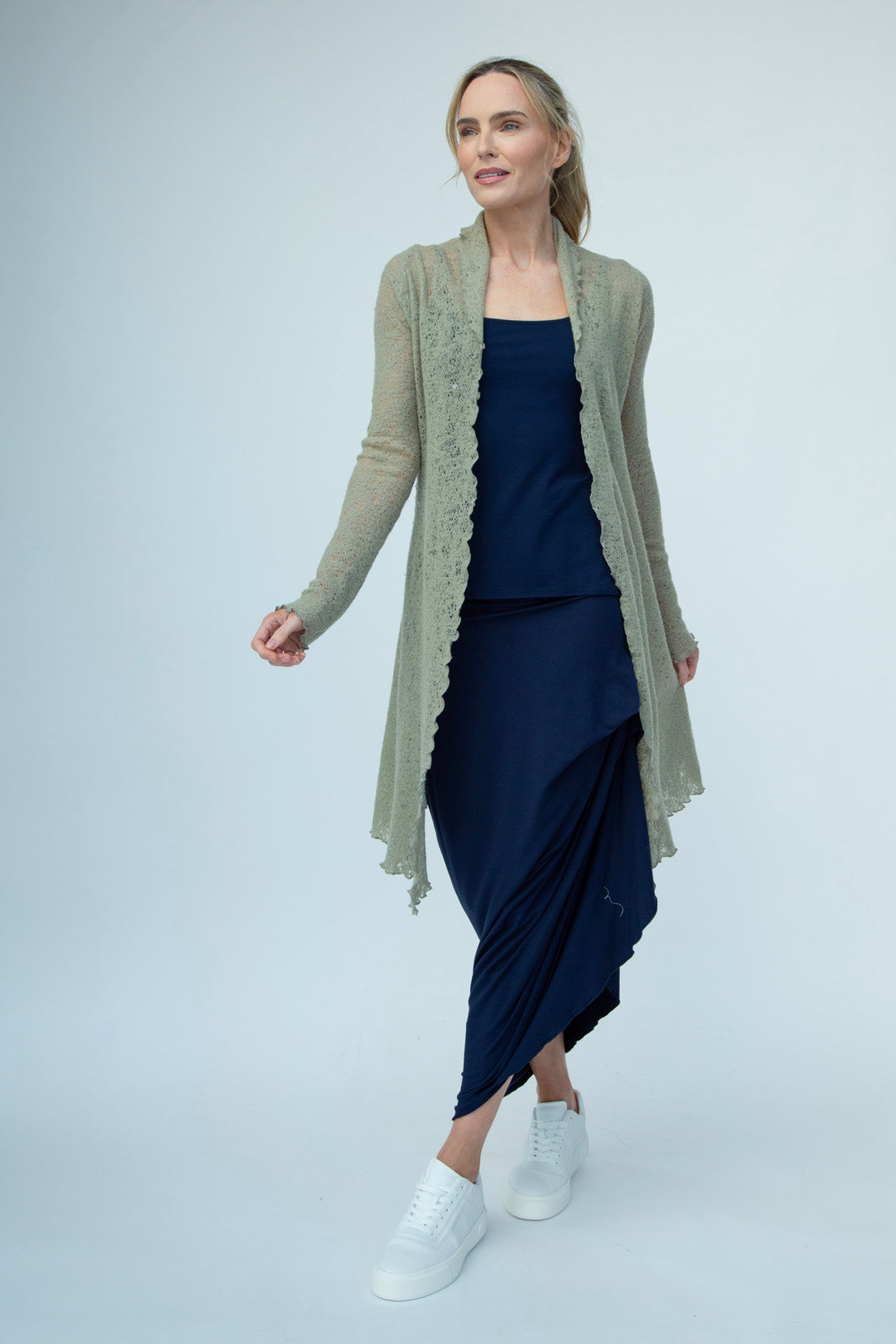 Harper Viscose Jersey Asymetrical Skirt (Navy): Limited Edition