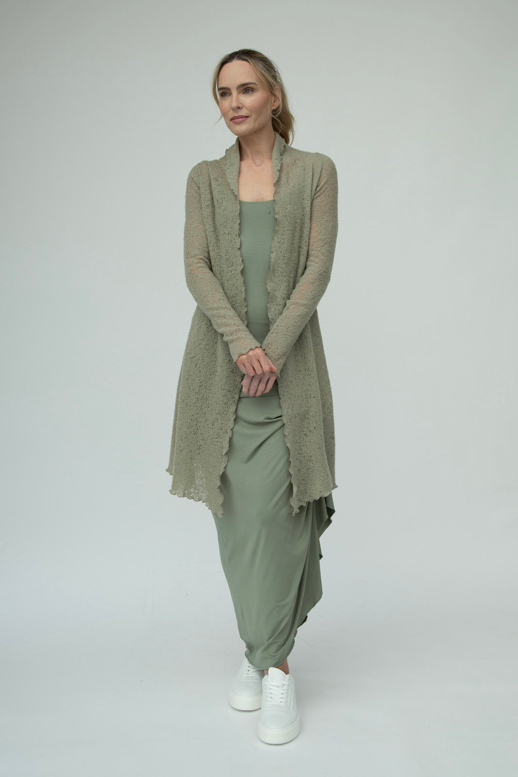 Harper Viscose Jersey Asymetrical Skirt (Olive): Limited Edition