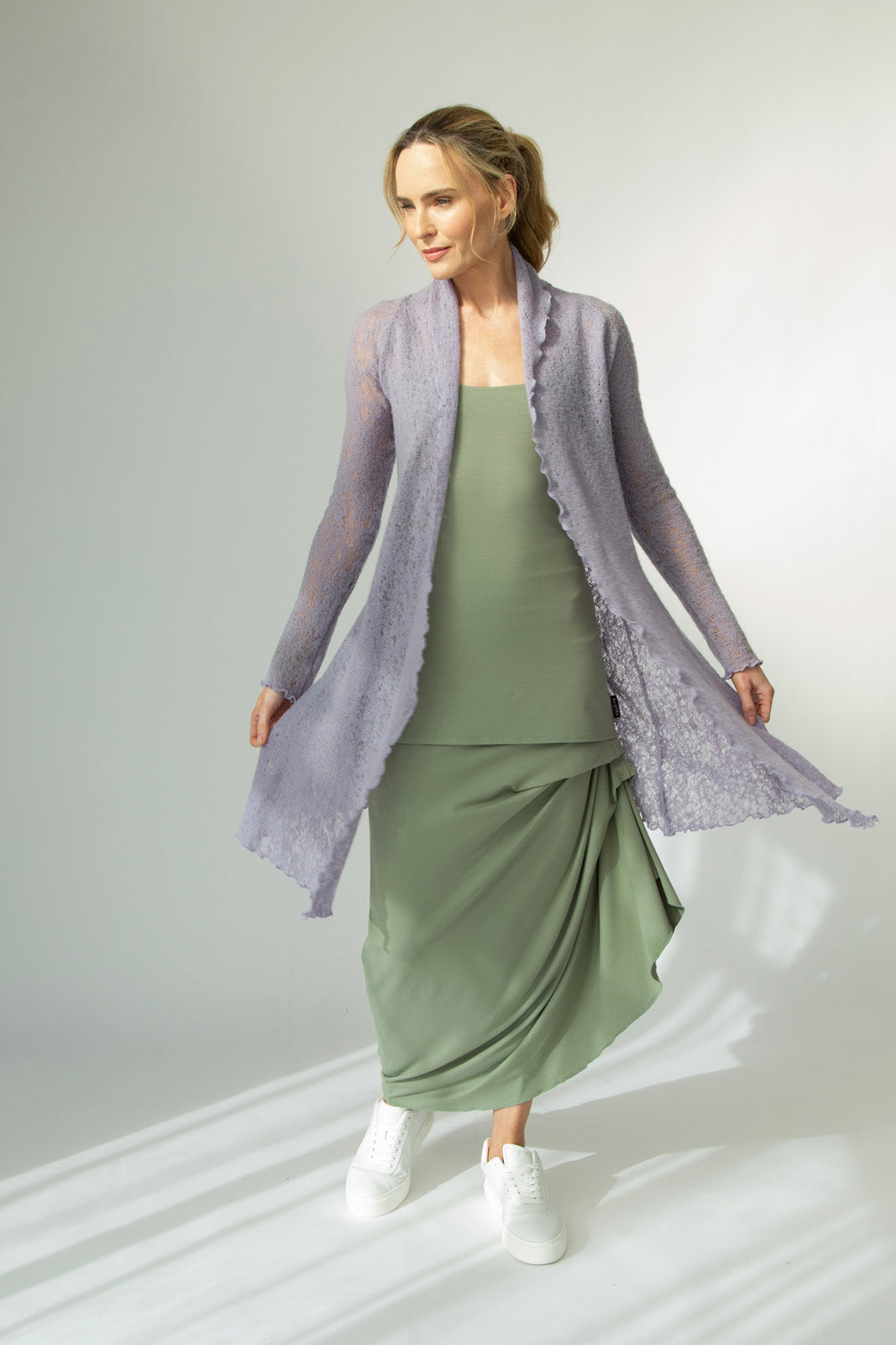 Harper Viscose Jersey Asymetrical Skirt (Olive): Limited Edition