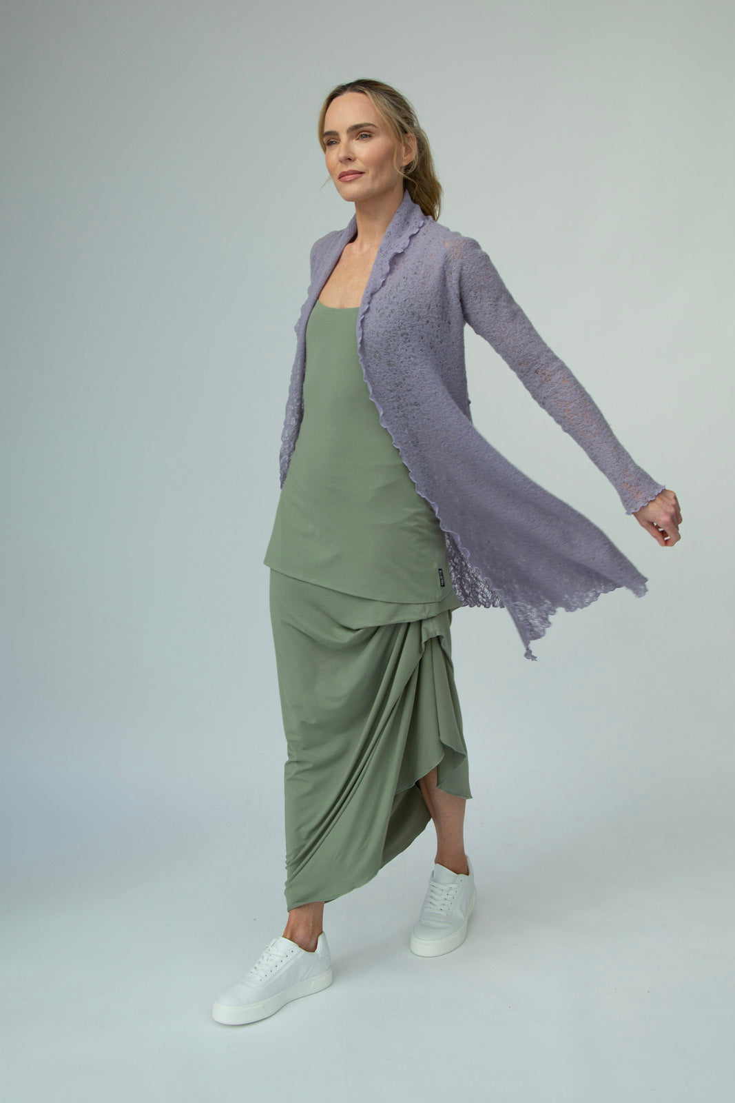 Harper Viscose Jersey Asymetrical Skirt (Olive): Limited Edition
