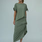 Harper Viscose Jersey Asymetrical Skirt (Olive): Limited Edition