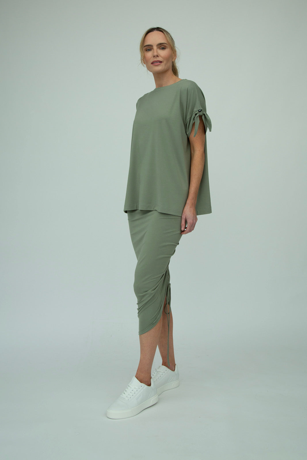 Shannon Viscose Jersey Drawstring Skirt (Olive)