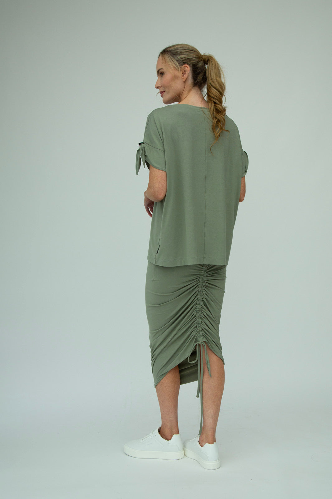 Shannon Viscose Jersey Drawstring Skirt (Olive)