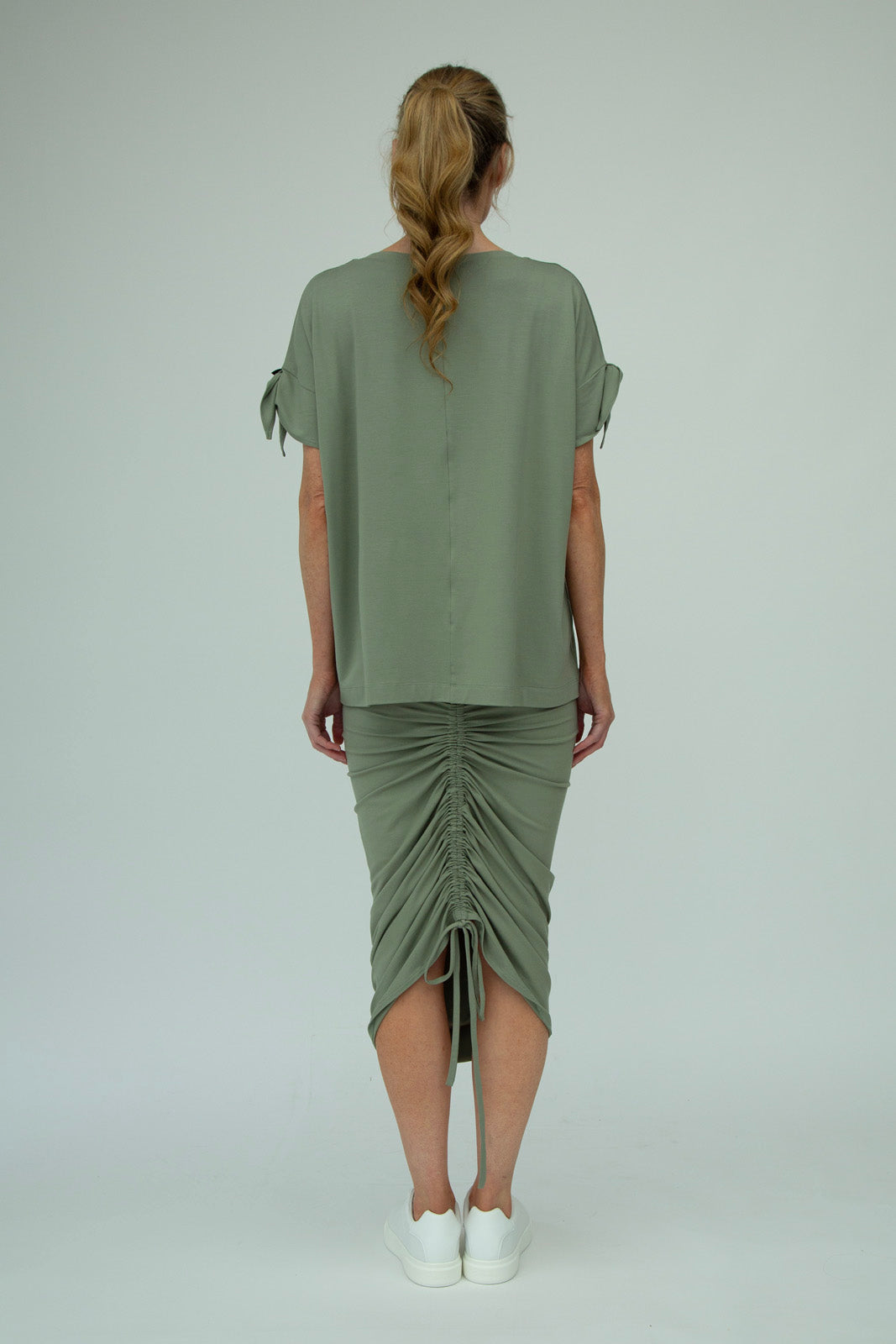 Shannon Viscose Jersey Drawstring Skirt (Olive)