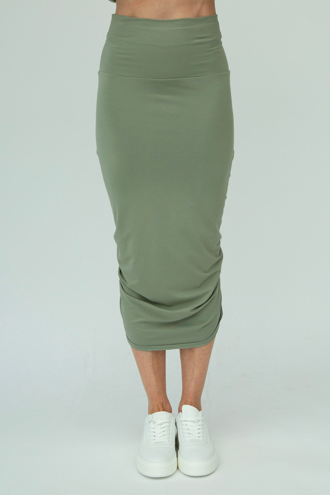 Shannon Viscose Jersey Drawstring Skirt (Olive)