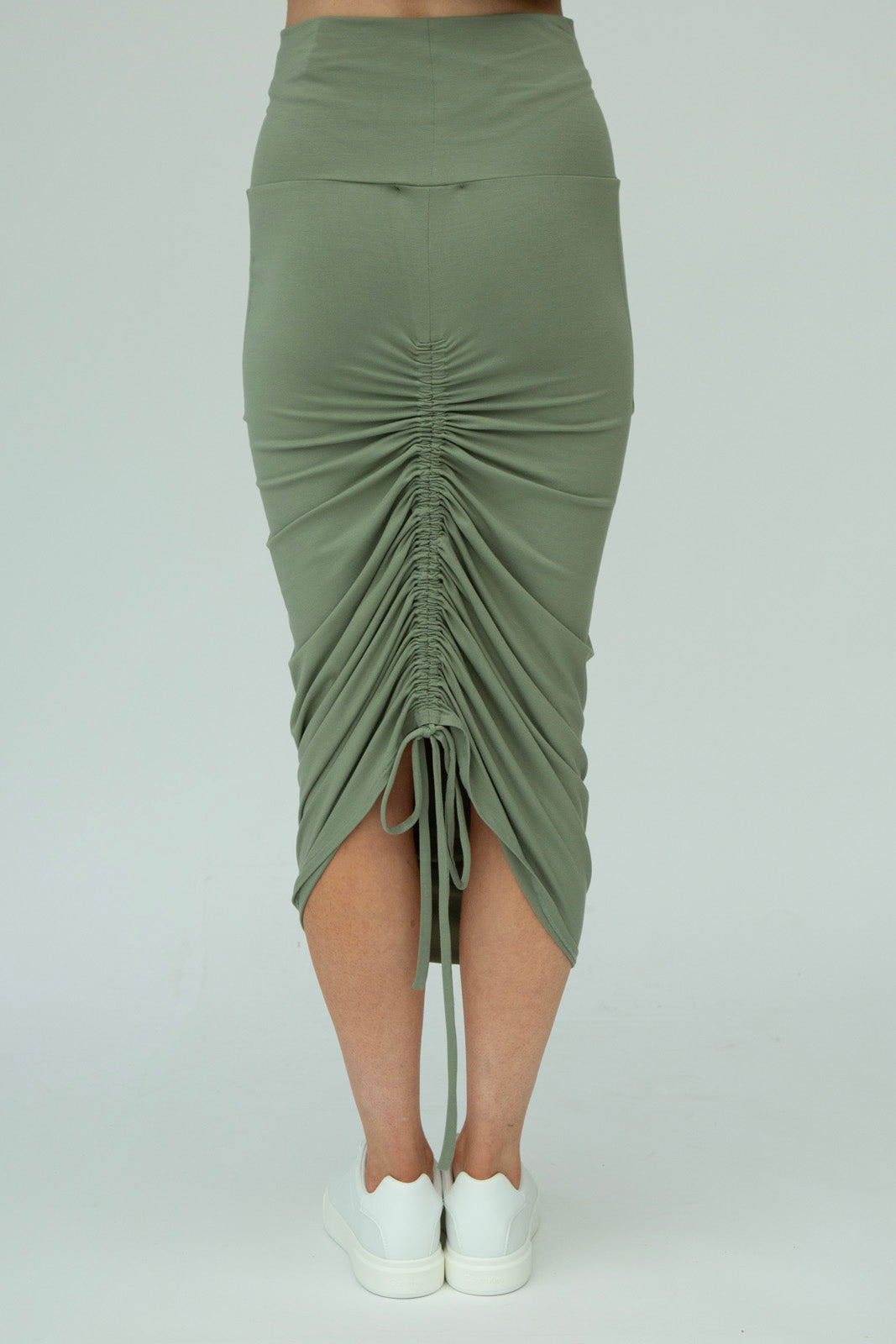 Shannon Viscose Jersey Drawstring Skirt (Olive)
