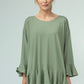 Blair Viscose Jersey Oversize Frill Hem Tunic (Olive)