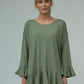 Blair Viscose Jersey Oversize Frill Hem Tunic (Olive)