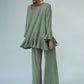 Blair Viscose Jersey Oversize Frill Hem Tunic (Olive)