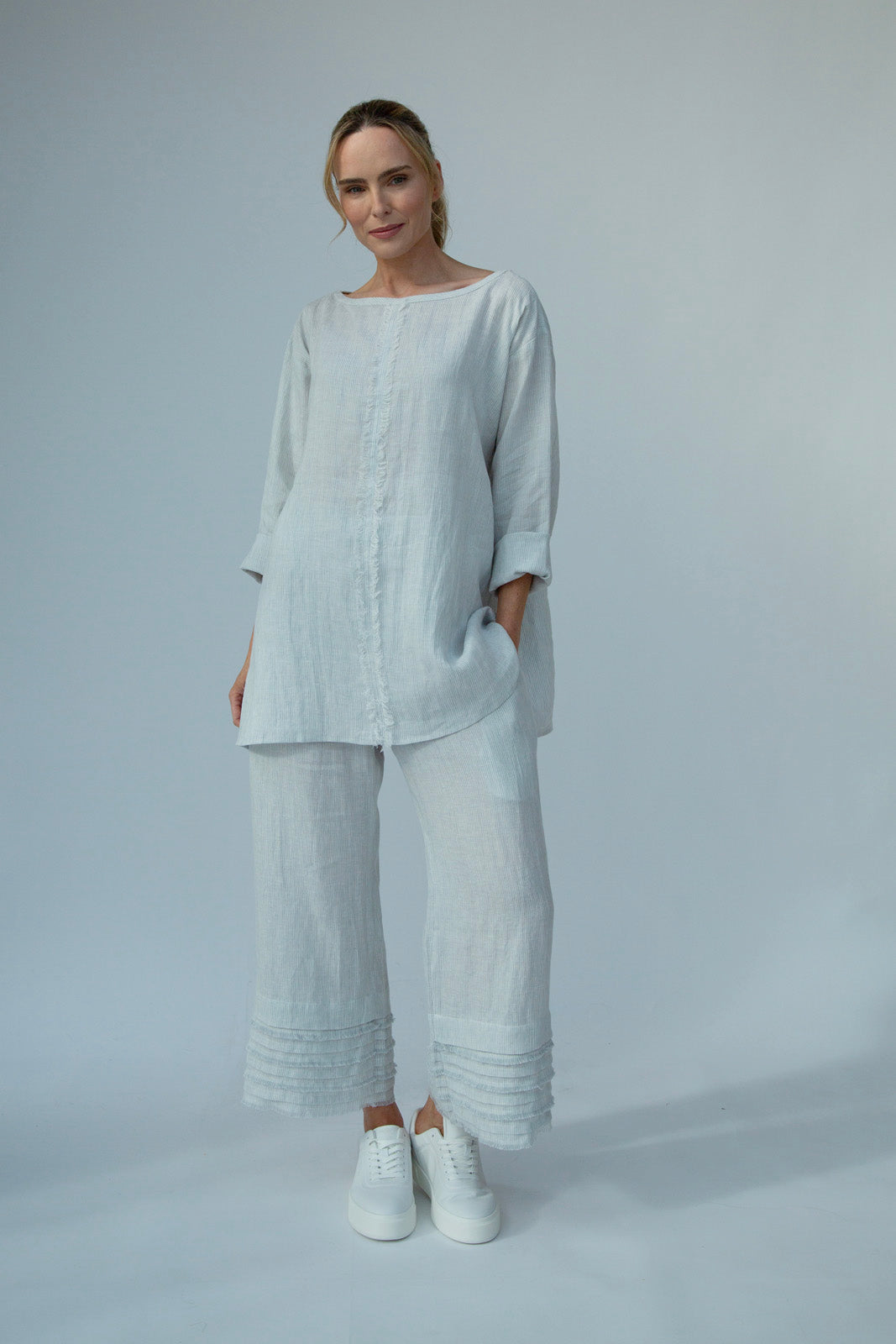 Kaia Linen tunic : Limited Edition : Grey stripe