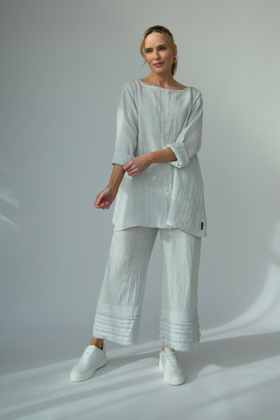 Kaia Linen tunic : Limited Edition : Grey stripe