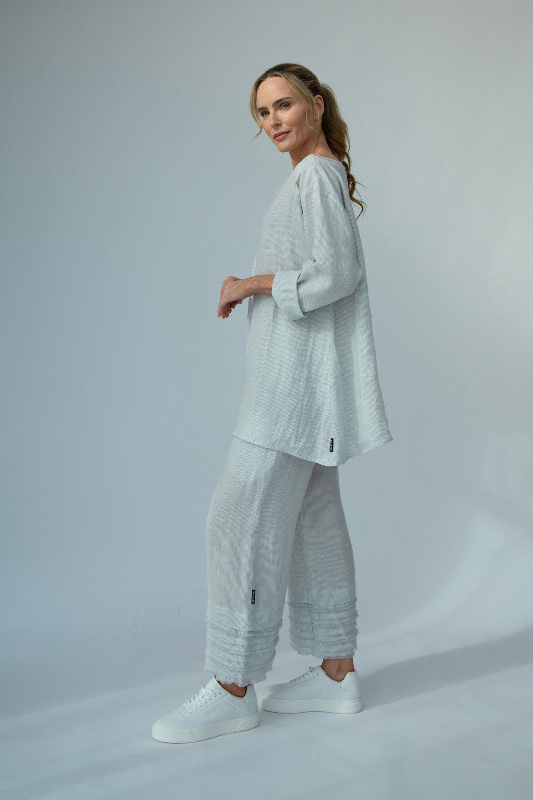 Chloe Linen pants : Grey stripe: Limited Edition