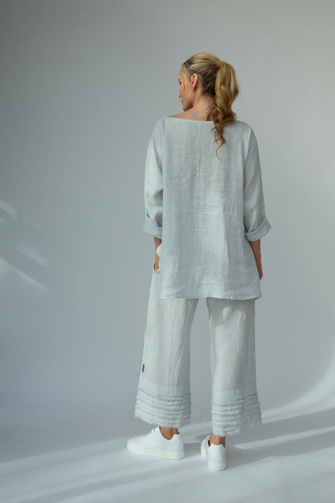Chloe Linen pants : Grey stripe: Limited Edition