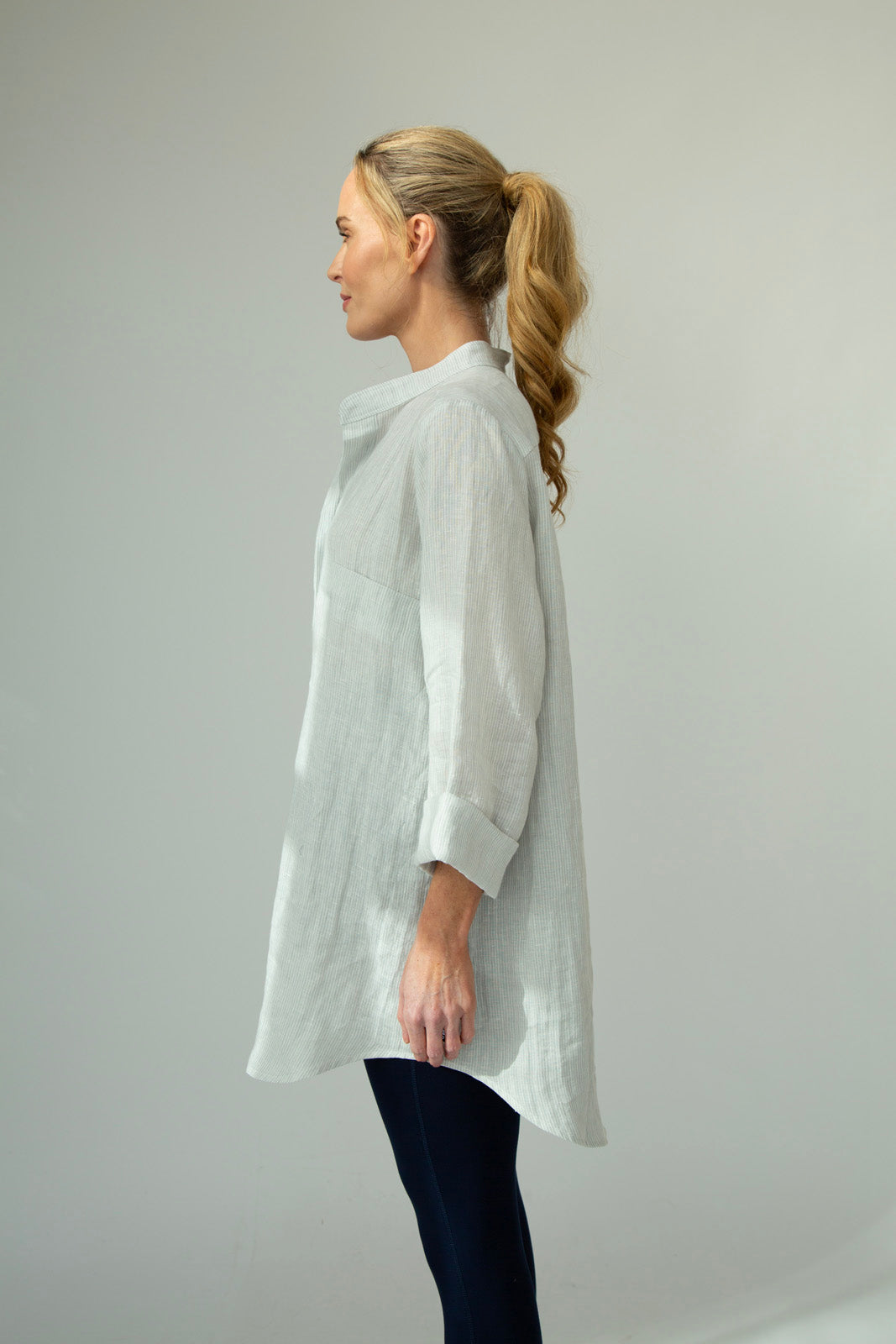 Dara Linen shirt : Limited Edition : grey stripe