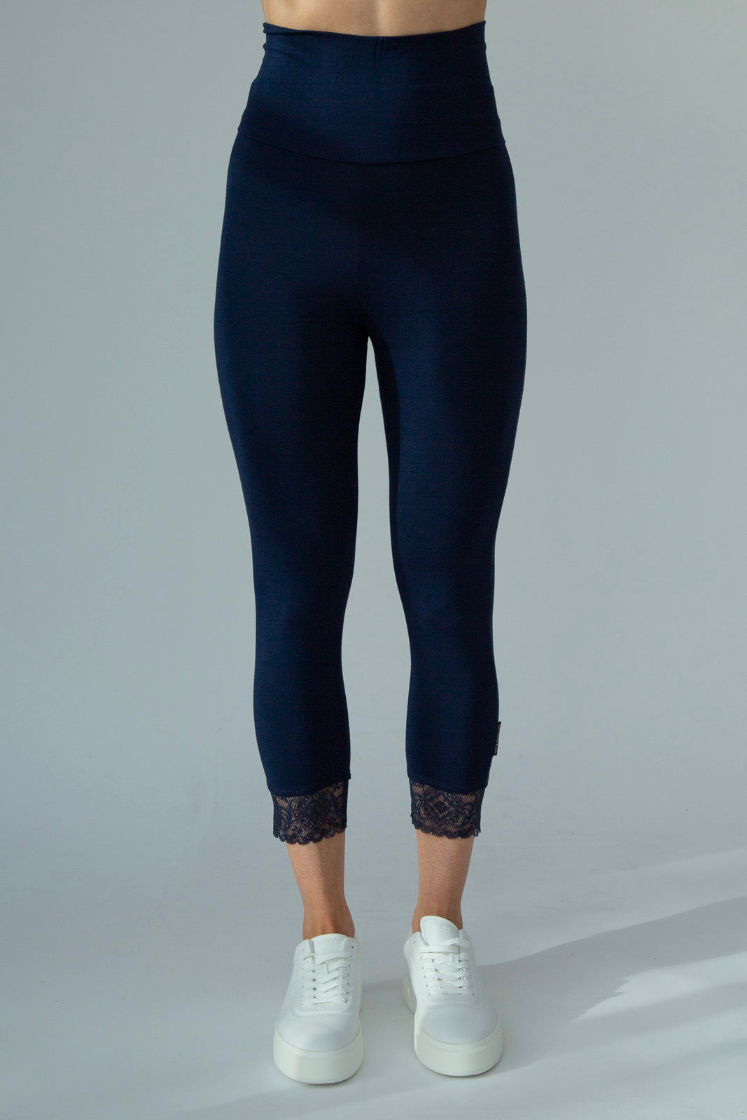 Navy Jess Lace Hem Leggings