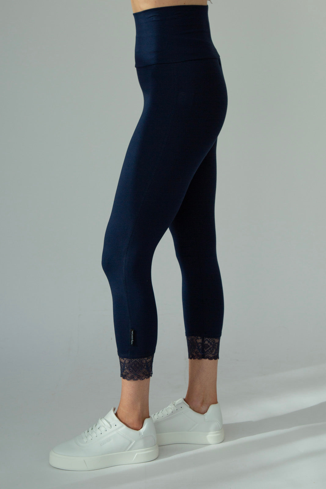 Navy Jess Lace Hem Leggings