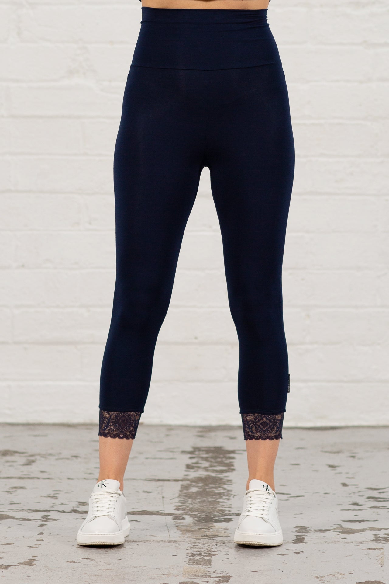 Women Slim Capri Pants Lace Stitching Leggings Elastic Yoga Pants | Fruugo  KR